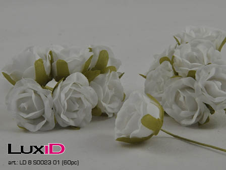 Rose on pick 01 white 8,5cm (60pc)